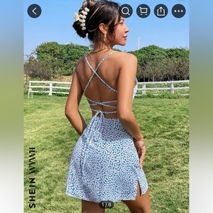 Shein ditsy floral blue and white mini dress size Small